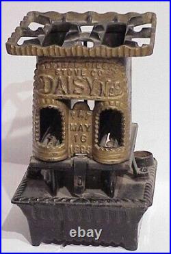 Antique Victorian 1893 Daisy #2 Cast Iron Double Kerosene Burner Sad Iron Heater