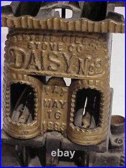 Antique Victorian 1893 Daisy #2 Cast Iron Double Kerosene Burner Sad Iron Heater
