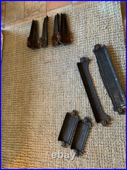 Antique Victorian Cast Iron Steel Table Cabinet Chest Legs Wood Stove Base