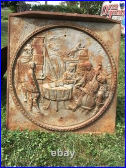 Antique Victorian Cast Iron Stove Door Fire Place Screen 24.5in x 26in