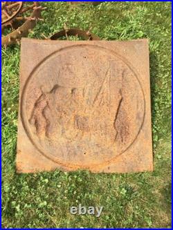 Antique Victorian Cast Iron Stove Door Fire Place Screen 24.5in x 26in