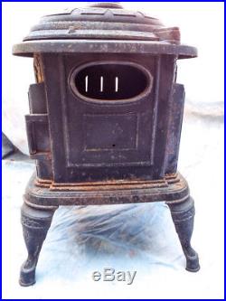 Antique Victorian Perry Co Wood Burning Stove Cast Iron Parlor Garden Decor 1888