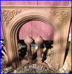 Antique Victorian USA Cast Iron Fireplace Surround Home Hearth Stove Fire Panel