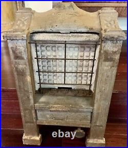 Antique Vtg. Gas space room Heater SUN GLOW ceramic grates fireplace insert Iron