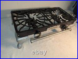 Antique Vtg TRIUMPH Cast Iron 2 Burner Gas Stove Cooking Camping