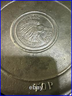 Antique Wapak High Grade Cast Iron Indian Head Waffle Iron High Base Antique Wapak High Grade Cast Iron Indian Head Waffle Iron High Base