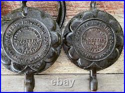 Antique Western Importing Cast Iron Rosette Heart Shaped Waffle Iron 999/981