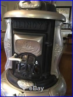 Antique Wood Burning Cast Iron Potbelly Stove Ilinoy No. 44 Quincy Illinois