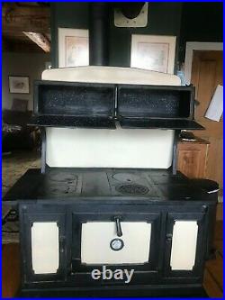 Antique Wood Cook Stove By Kalamazoo. Two Warming Shelves. Side Water Reservoir