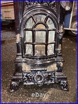 Antique Wood Stove Coal DEVILLE PAILLIETT French Black Ornate Small Parlor Old