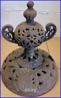 Antique Wood Stove Ornate Topper Finial Urn Cast Iron Wood Burning Rustic Decor