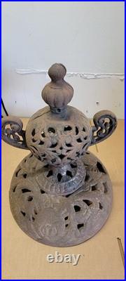 Antique Wood Stove Ornate Topper Finial Urn Cast Iron Wood Burning Rustic Decor