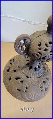 Antique Wood Stove Ornate Topper Finial Urn Cast Iron Wood Burning Rustic Decor