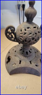 Antique Wood Stove Ornate Topper Finial Urn Cast Iron Wood Burning Rustic Decor
