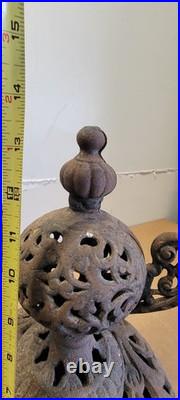 Antique Wood Stove Ornate Topper Finial Urn Cast Iron Wood Burning Rustic Decor