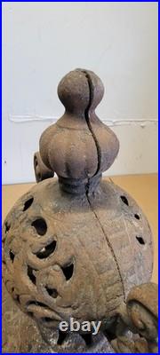 Antique Wood Stove Ornate Topper Finial Urn Cast Iron Wood Burning Rustic Decor