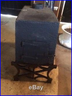 Antique c 1790 Cast Iron Shaker Stove with Tray bottom and stand