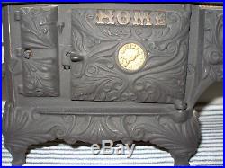 Antique c. 1900 HOME Cast Iron Toy Stove, J & E Stevens, CLOCK on Oven Door