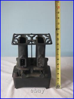 Antique cast Iron double wick Kerosene sad iron heater camp stove radiant