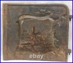 Antique french alsacian cast iron stove door early 1900's castle