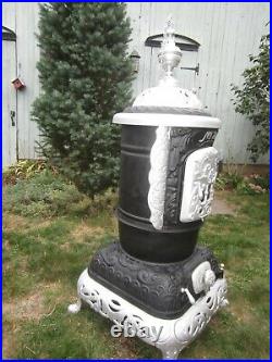 Antique parlor stove Hutch cast iron coal pot belly Summit Foundry Geneva NY