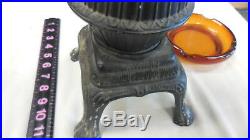 Antique/vintage Cast Iron Pot Belly Stove Design Ashtray With Handle 22 Tall