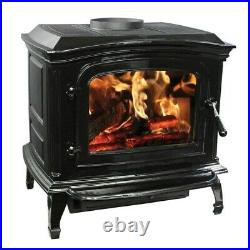 Ashley Cast Iron Wood Stove Black Enamel Porcelain Fireplace Refurbished SWC21B