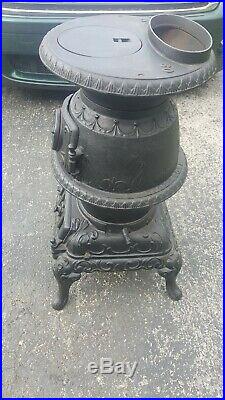 Atlanta Stove Works #60 Cast Iron Pot Belly Coal Wood Burning Vintage Stove