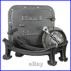 Barrel Camp Stove Kit For Steel Drum Cast Iron Fireplace Accesories US Camping