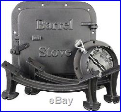Barrel Wood Stove Kit Cast Iron Convert 36-55 Gallon Steel Drums to Wood Heater