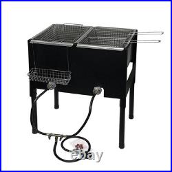 Barton 17QT High-Pressure Triple Basket Deep Fryer Double Burner Propane Station