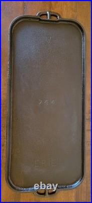 Beautiful ERIE #7 Cast Iron Long Griddle 744. Pre Griswold 1905 Fully Restored
