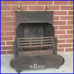 Benjamin Franklin Style Antique Cast Iron Stove Coal Basket Fireplace Insert