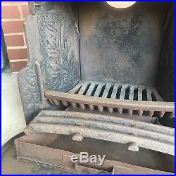 Benjamin Franklin Style Antique Cast Iron Stove Coal Basket Fireplace Insert