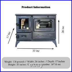 Black Cast Iron Wood Stove with Oven Farmhouse Cooker Fireplace Heater