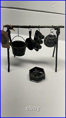 Boyd's Bears MINI CAST IRON CAMPFIRE SET pit stove pots pans