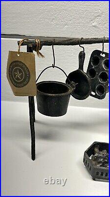 Boyd's Bears MINI CAST IRON CAMPFIRE SET pit stove pots pans