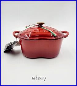 Brandani Italy HEART Shaped RED Glitter Cast Iron Dutch Oven 4qt Valentines Day
