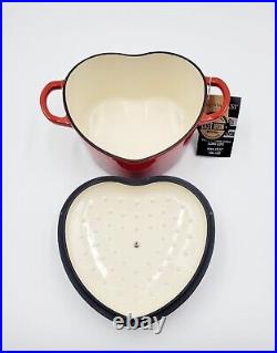 Brandani Italy HEART Shaped RED Glitter Cast Iron Dutch Oven 4qt Valentines Day