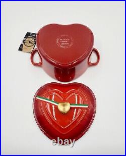 Brandani Italy HEART Shaped RED Glitter Cast Iron Dutch Oven 4qt Valentines Day