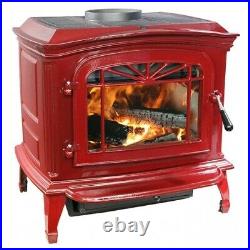 Breckwell Cast Iron Wood Stove RED Enamel Porcelain Fireplace Refurbished
