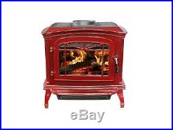 Breckwell SWC21R Red Porcelain Enameled Cast Iron Wood Stove Fireplace