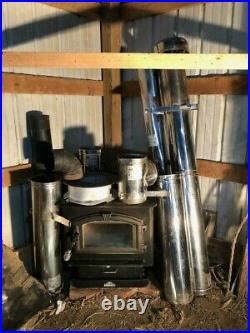 Breckwell Wood Stove complete with over 20 feet of stainless steel chimney stack
