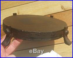 CAMPING cast iron wood stove pan warmer skillet vtg dutch oven grill cooking art