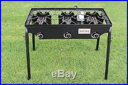 CONCORD Triple Burner Outdoor Stand Stove Cooker with Folded Flat Burner Heads