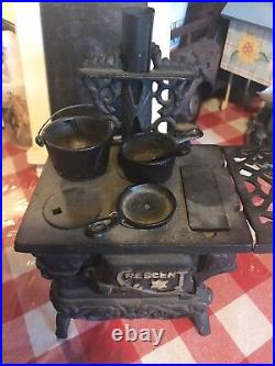 CRESCENT Miniature Childs Cast Iron Pot Belly Stove Vintage