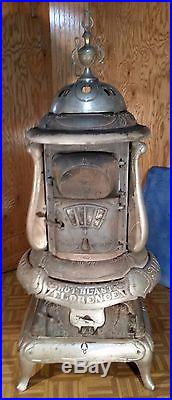 C. Emrich FLORENCE HOT BLAST No 77 Pot Belly Antique Cast Iron Stove Use/Restore