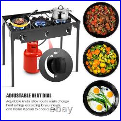 Camping 3 Portable Burners Cast Iron Stove Propane Gas Cooker Outdoor Black