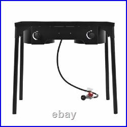 Camping Double Burner Gas Propane Cooker Stove Stand Activity Picnic BBQ Grill
