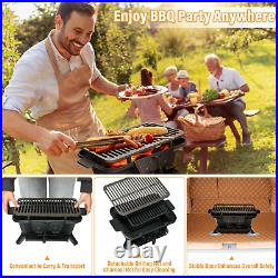 Camping Picnic Heavy Duty Cast Iron Tabletop BBQ Charcoal Grill Stove Outdoor